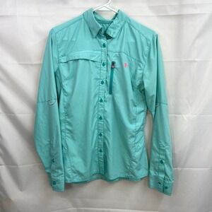 Under Armour women's turquoise heat gear‎ long sleeve active button zip shirt M